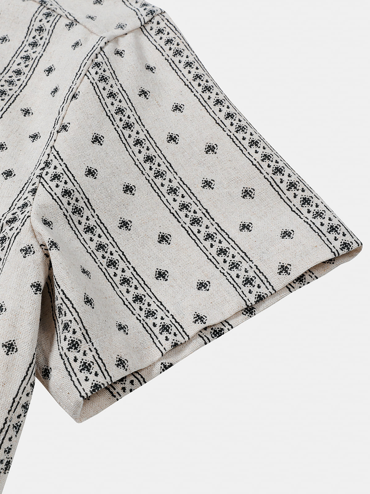 Chemise Homme à Rayures Style Bohème en Lin et Coton d’Été Manches Courtes