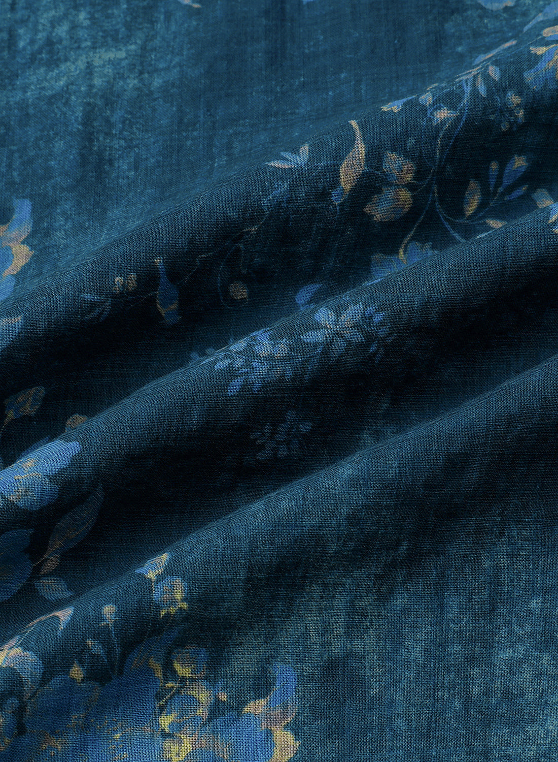 Chemise Homme Bleue à Imprimé Floral Aquarelle Décontractée Manches Courtes