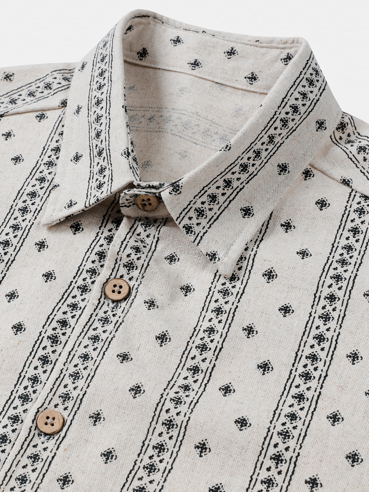 Chemise Homme à Rayures Style Bohème en Lin et Coton d’Été Manches Courtes