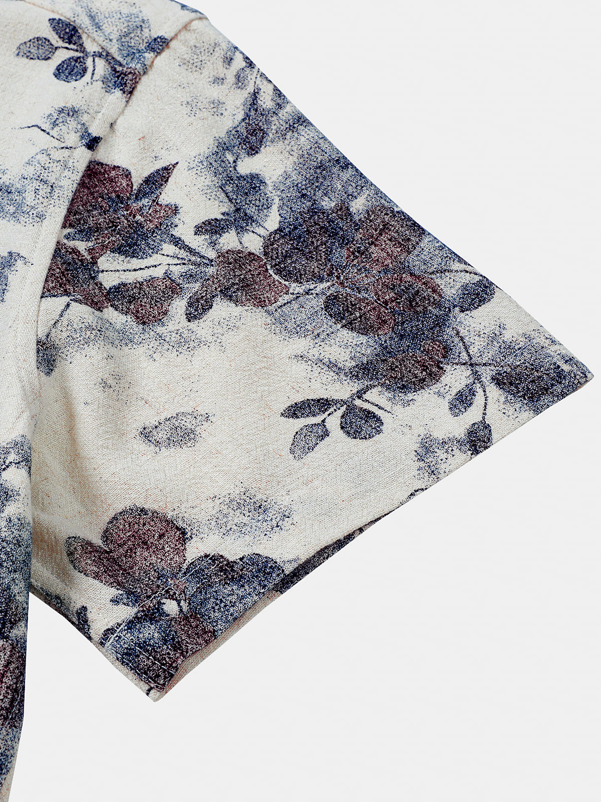 Chemise Homme à Motif Botanique en Lin et Coton d’Été Manches Courtes