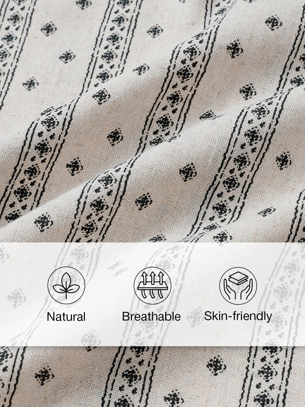 Chemise Homme à Rayures Style Bohème en Lin et Coton d’Été Manches Courtes