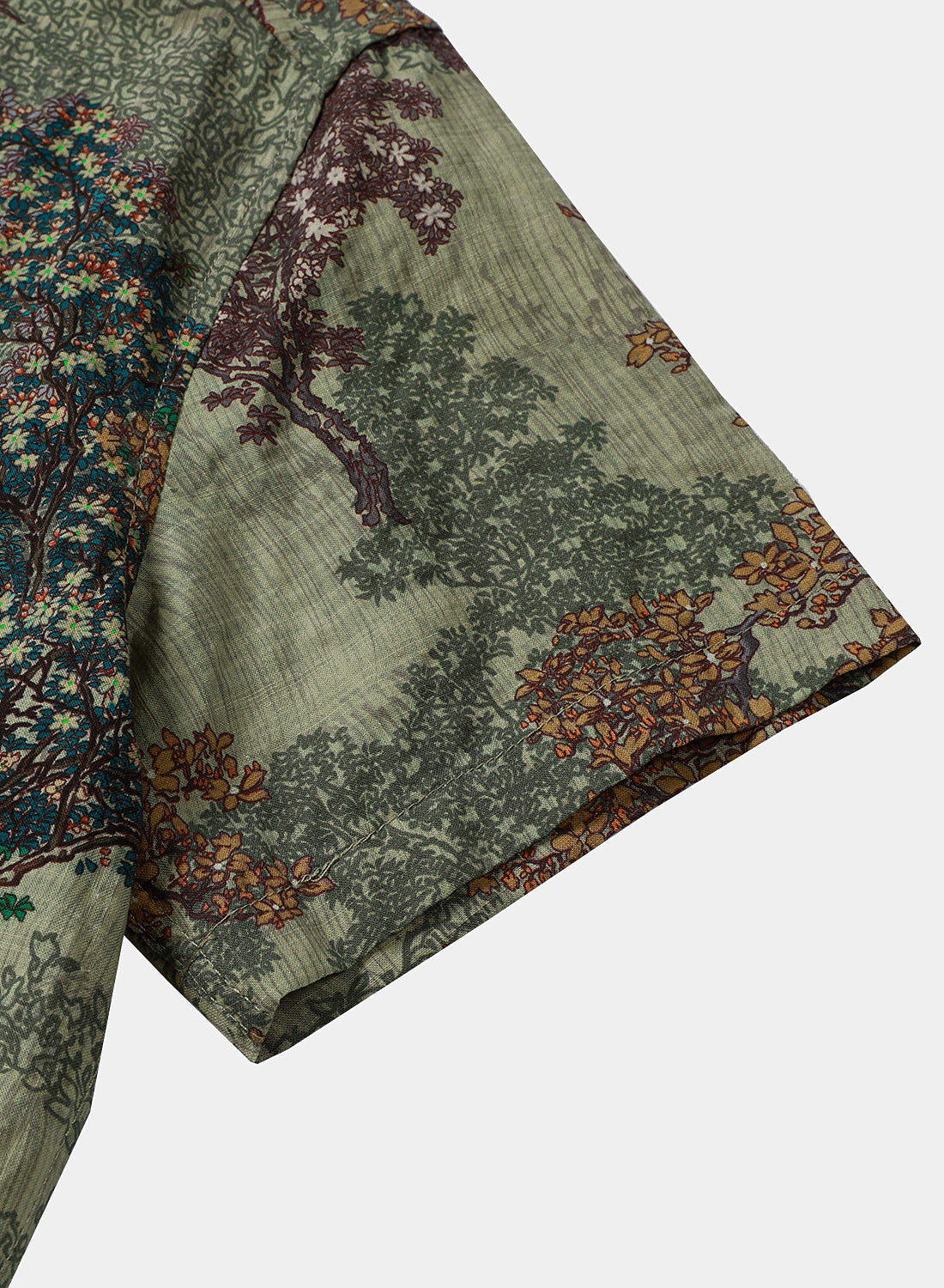 Chemise Homme Verte à Imprimé Forêt Vintage Décontractée Manches Courtes
