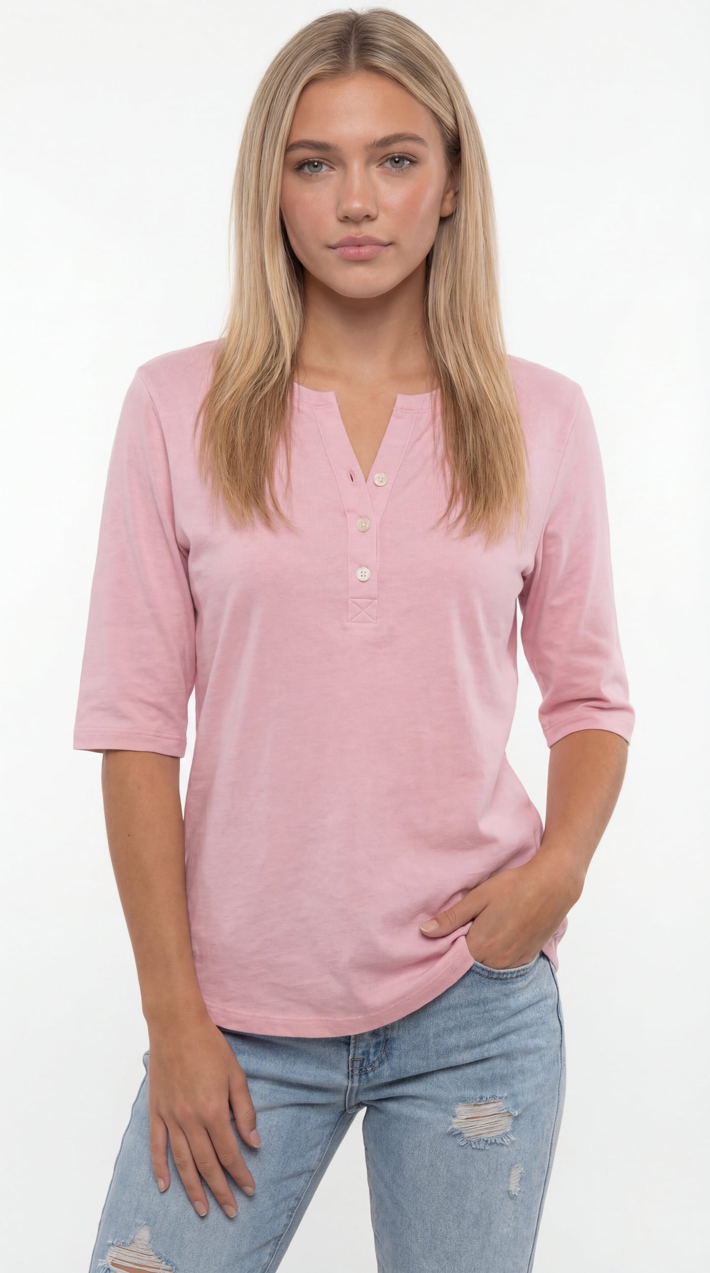 MartaGarciaGarcia | HENLEY Camiseta Básica de Mujer