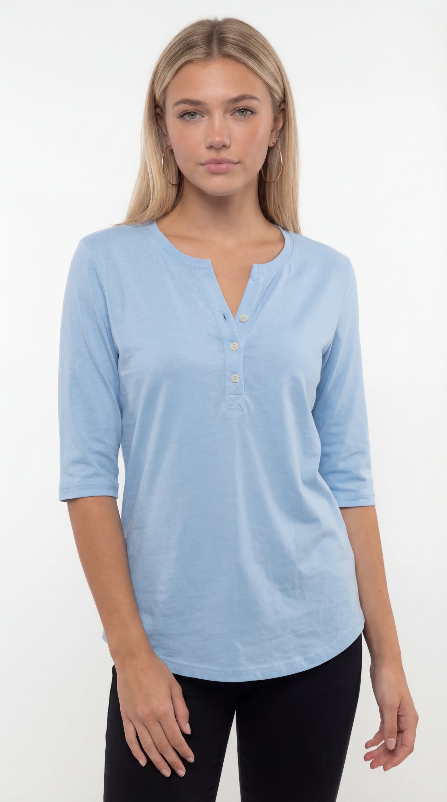 MartaGarciaGarcia | HENLEY Camiseta Básica de Mujer